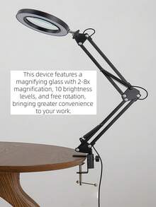 1 件多功能可折叠台夹放大镜灯，3 种颜色灯，10 种亮度等级，适用于焊接、维修、珠宝鉴定、美容、老年人阅读、学习