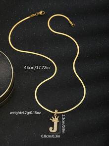 1 pezzo Collana con pendente in acciaio inossidabile dorato e zirconia cubica con lettera da A a Z, stile hip hop, accessorio di moda da strada unisex, pezzo decorativo elegante e minimale - Dorato - Visualizzare 6