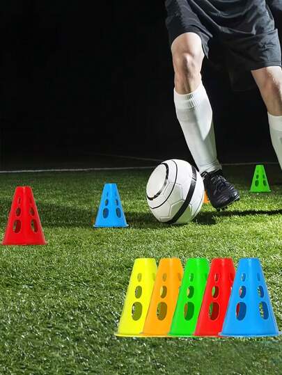 10个标志锥，足球篮球训练器材，障碍绕杆，健身训练锥