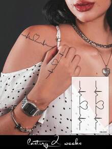 20 PCS / 4 PCS Herbal Juice Semi-Permanent Finger Tattoo Stickers - Magic Tattoo Peelings. Minimalist Tattoos. Cute And Delicate Holding Hands Action. Heart-Shaped Electrocardiogram Pattern Tattoo Peelings. Daily Party, Festival Gifts. Valentine's Day, Carnival Gifts. Shoulder, Neck, Arm, Finger, Leg, Clavicle, Body. Semi-Permanent Tattoo. Waterproof. Non-Reflective. Tattoo Peelings. Fake Tattoo. - Blue - View 3