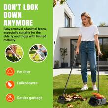 Dog Poop Scooper, Swivel Container, Rake Spade, Rotating Dog Waste Collector, Dog Waste Picker, Poo Scooper And Rake Set, 46 Inch Length Handle Dog Poop Scoop And Rake Set With 35 Waste Bags - Black + Orange - View 9
