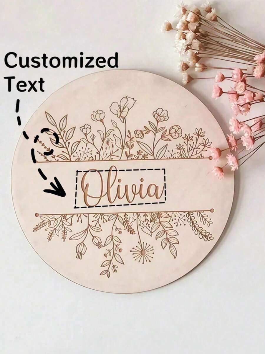 1pc/3Pcs/5Pcs Custom Kids Teen Announcement Sign, Kids Birth Plaque, Personalized Wooden Birth Name Plaque, Hello World Reveal Photo Props, Perfect New Parent Souvenirs, Baby Birth Announcement Multi-Functional, Ornamental, Adhesive Exquisite,Graphic Print - Wood Color - View 1