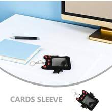 Funda para Tarjetas de Peluche con Alas de Demonio Negra 2 Piezas Llavero Porta Credenciales Colgante Protector para Tarjetas de Identificacin y Fototarjetas Uso Escolar y - Negro - Ver 5