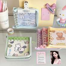 Cuaderno de hojas sueltas con cubierta de PVC transparente y borde con cremallera, estilo minimalista a cuadros INS, adecuado para estudiantes, entusiastas de los diarios de balas, jugadores de Gakuran, trabajadores de oficina, vendedores transfronterizos, coleccionistas de papelería, para notas diarias, creación de Gakuran, almacenamiento de tarjetas - Multicolor - Ver 3