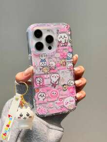 Japanese Korean Anime Chikawa Pink Tent Glowing Phone Case Compatible With  X RX XS MAX 11 12 13 14 15 16 Pro Max 7 8 Plus Mn Y2K  17 Air, 16, 15, 14, 13, 12, 11 - Với dây đeo - Xem 2
