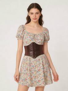 1pc Women's Waist Cincher Belt, Wide Elastic Tie, Suitable For Dresses, Weddings And Other Occasions, Can Be Used As A Waist Belt Or As A Waist Belt For Women's Western Cowgirl, Country Vintage Outfits, Effectively Tightens The Waist And Controls The Abdomen To Create A Slender Waistline - Multicolor - View 4