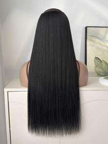 ZURO 16 Clips 22 Pulgadas 7 piezas Extensiones de cabello sintético negro liso para mujeres - Negro - Ver 4