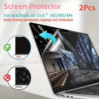 2 Pcs Ultra Clear PET Screen Protector Guard Compatible With Macbook Air 13.6-Inch 2022-2025 M4/M3/M2 Chip Model:A3240/A3113/A2681, HD Screen Protector Film