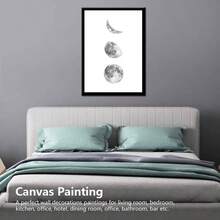 Arte de la Pared Impresiones en Lienzo, Fases de la Luna Pintura en Lienzo Arte de la Pared Fases Lunares Imgenes Pster Sin Marco Decoracin Pinturas para el Hogar Dormitorio Oficina Negro - Blanco 2 - Ver 4