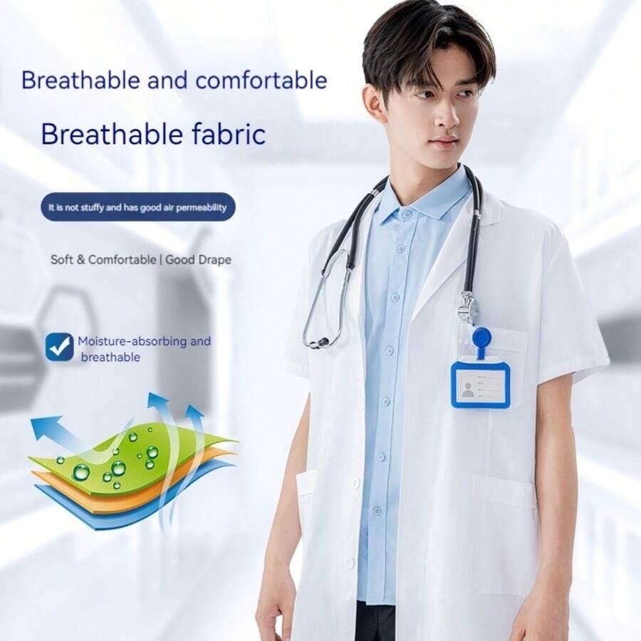 适用于医院、美容院、牙科诊所、兽医院、医学研究所、药房、妇产中心的医用制服 - 白色 - 查看 1