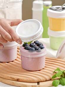 1/10pcs Small Food Containers, Reusable With Screw Lid - Plastic Freezer Storage Jars Suitable For Juice Pudding Cups, Ice Cream Bowls. Perfect For Preserving Jelly Desserts, Salads, Jams, Butter, Soups And Leftovers|Perfect Bento Box - Multicolor - View 6