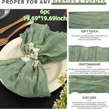 6/12/18/24/30pcs Set Sage Green Cheesecloth Napkins, Multi-Color Options Cheesecloth Napkins, Bali Cheesecloth Napkins, Rustic Boho Lavender Napkins, Suitable For Family Dinner, Restaurant, Wedding, Party, Dining Table Decor - Multicolor - View 45