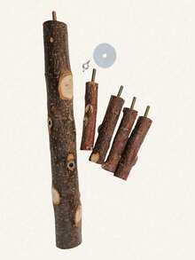 1个木制旋转鹦鹉架栖架笼配件，适用于鸟类 - 棕色 - 查看 9