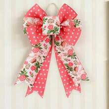 Spring Bows For Decorations Floral Pattern Bowknot Hanging Ornaments For Home Holiday Easter Party - Red - View 3