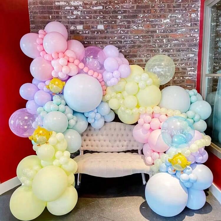 60 بالون بألوان الماكرون، بقطر 12/10 بوصة بألوان الأزرق والبنفسجي والأخضر والأصفر مع نثار ملون، مناسبة لديكور حفلات الزفاف والعيد والذكرى والعروس والأعياد والنزهات العائلية، مثالية لخلفية الحائط - متعدد الألوان - مشاهدة 5