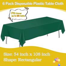 Dark Green 6 Pack Plastic Table Cloth 54\ X 108\, Disposable Tablecloths Rectangle Table Cover, Plastic Tablecloths For Parties,Rectangle,DarkGreen - 深綠色 - 查看 3