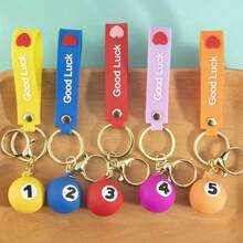 1 Set Llavero de bola 8 y pulsera de pareja, bola de taco de acrílico creativa DIY, adecuado para salón de billar, fiesta de Navidad y Año Nuevo - Unitalla - Ver 8