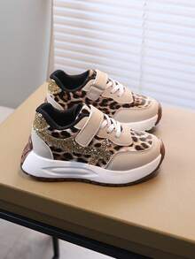 1 Pair Children's Autumn New Sports Shoes, Girls Soft Bottom Fashion Versatile Outdoor Non-Slip Casual Sneakers, Suitable For Older Kids Daily Outdoor Wear Non-Slip Tennis Shoes - Gold - View 5