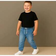 Krica Kids - Calça Jogger Jeans Menino Infantil Elástico Conforto 4 ao 14 - Lavagem Média - Visão 6