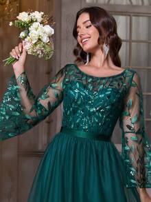 Women Elegant Ladies Formal Evening Dress For Wedding Guest Bridesmaid Prom Gowns Homecoming Spring Summer Autumn - Dark Green - View 7