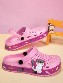 Kids' All Season Sandals, Fashionable Thick Sole Slippers, Waterproof Anti-Slip Outdoor Beach Shoes, Closed Toe - Pink - View 3