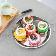 3pcs Stainless Steel Round Serving Trays - For Noodles, Rice, Chinese Cold Noodles, Silver Color - Multicolor - View 6