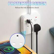 2026 New Multi-Function Power Strip/Socket With 2 Power Outlets, Equipped With (2 USB-A Ports + 2 Type-C Ports), Featuring A 2m/6ft Power Cord, Suitable For Home, Office, Kitchen, And Other Settings - 英規插(220-240V) - 查看 4