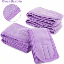 Diadema de spa Wrap Tejido de rizo 4 unidades Toalla elstica para bao, maquillaje y deporte negro - Púrpura claro - Ver 4