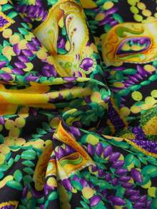 1pc Carnival Masquerade Ball Ribbon Print Revere Collar Short Sleeve Button-Up Shirt, Carnival Costume, Lightweight Breathable, Boys Casual Shirt - Multicolor - View 5