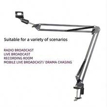 Foldable Metal Extendable Microphone Stand Bracket Adjustable Suspension Boom Scissor Arm Mic Cantilever Holder With With Alloy - Black - View 5