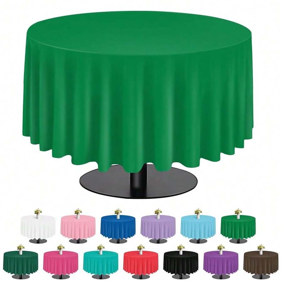Green 6 Pack Plastic Table Cloth 84\, Disposable Round Tablecloth Table Cover, Plastic Tablecloths For Parties,Round,Green - Green - 查看 1