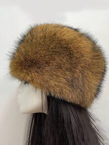 1 pieza Gorro redondo cálido y esponjoso de piel sintética, gorra casual de aislamiento para senderismo y ciclismo al aire libre, otoño/invierno - Multicolor - Ver 12