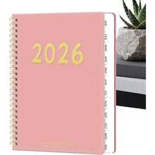 Planificador de Calendario para 2026 - Agenda De Planificacin De 12 Meses Con Encuadernacin En Espiral Planificador Diario 2026 - Para El Trabajo Acadmico Estudiantes Profesores Familia Hogar Col - Rosa - Ver 1