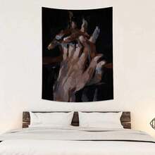 1pc Abstract Hand Print Tapestry, Suitable For Living Room, Bedroom, Office Wall Decor, Home Decor, Party Decoration, Rectangular Fabric Wall Hanging With Drape Effect, Comes With 2 Wall Nails And 2 Clips, Wall Tapestry - Multicolor - View 4