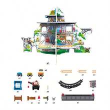 Hape Pista de Juguete montaña y Trenes magneticos con rieles de Madera y bioplastico mas grua Realista Edad: 3 años en adelante Modelo: ‎E3753Toque real, tren genial - Multicolor - Ver 3