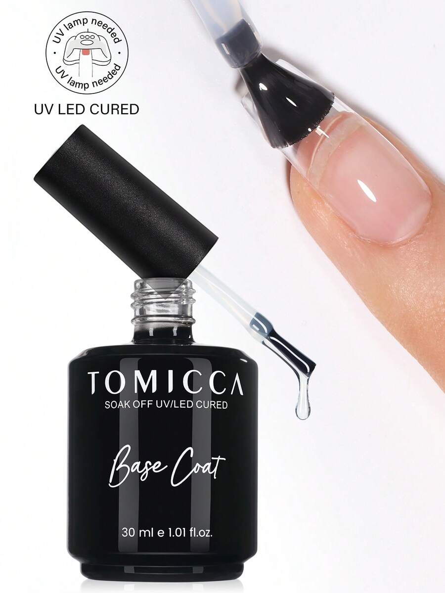 TOMICCA 1件 30ml 透明底膠,需 UV/LED 燈照乾,持久凝膠指甲油,適合居家 DIY 美甲沙龍或作為女性禮物 - 無色 - 查看 1