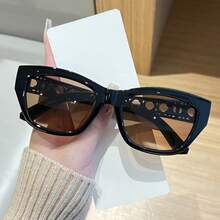 镂空藤编猫眼时尚眼镜，高端时尚男女通用眼镜，适合街拍、海滩、度假、波西米亚风格 - 彩色 - 查看 5