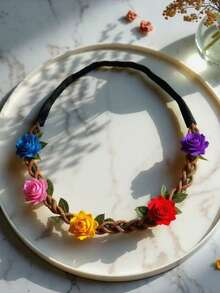 1 Stück farbenfroher Rosenblumenkranz, das beste Valentinstags-Geschenk für Frauen & Mädchen, Rosengeflochtenes Stirnband, elastisch dehnbar, Braut-Party Haarschmuck, Boho Urlaubsstil, Krone, Frauen Festival Haarschmuck, Kronen, Tiara, Kostümkrone, Haarreif Valentinstag Muse, Braut, Hochzeit - Verschiedenfarbig - Übersicht 10