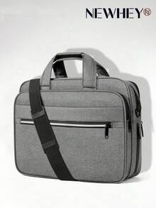 NEWHEY 15.6英寸笔记本电脑包，公文包款式，防水笔记本电脑手提包，可扩展笔记本电脑斜挎包，男士适用，适合旅行、商务和工作场合 - 灰色 - 查看 10