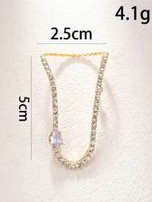 1pc Fashionable High-End U-Shaped Ring With Sparkling Rhinestones, Minimalist Luxury Design, Versatile Accessory - Gold - View 3