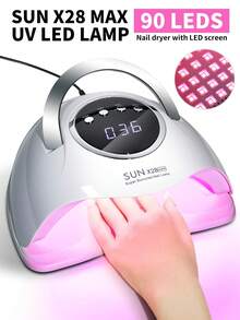 LIMEGIRL Elegant Handle Design UV LED Nail Lamp, Professional 90 UV LED Beads, 4 Timing Modes (10/30/60/99s), Portable Fast Curing Lamp, Suitable For Home And Nail Salons, White - US A Type Plug(110-127V) - View 2