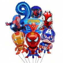 迪士尼授权酷炫卡通超级英雄蜘蛛侠任务系列铝箔气球，含蓝色数字铝箔气球，生日派对装饰，生日快乐气球套装，完美适用于生日成长仪式主题派对墙面装饰气球套装 - 彩色 - 查看 12