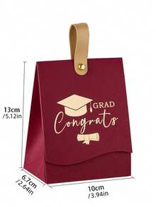 2/10/30 piezas Caja de regalo con gorra de graduación de lámina, bolsas de fiesta de graduación con asa de cuero, caja de dulces decorativa de temporada de graduación, medalla de graduación 2025, negro - Negro - Ver 3