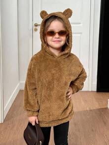 ‌Sudadera de Oso para Niñas: Sudadera de Oso con Estampado de Oso, Estilo Casual y Divertido, Ideal para Días de Escuela‌ - Marrón - Ver 4