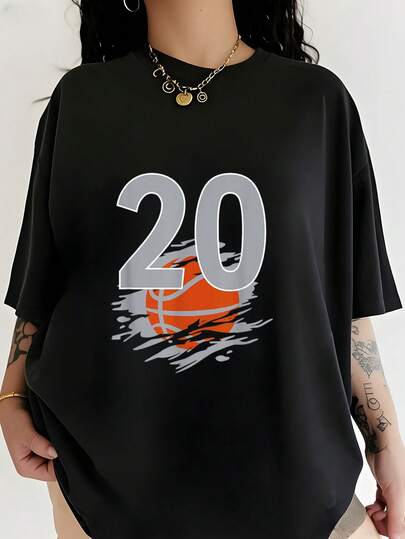 Camiseta  20 Camiseta de baloncesto negra y blanca del equipo número 20, camiseta plateada, ropa de mujer, camisetas gráficas, elección de las mujeres, tops cortos de verano para mujeres, tops de verano, camiseta