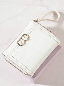 Portofel elegant cu trei pliuri pentru femei, portofel din piele sintetică de mare capacitate cu închidere fluture și accesorii aurii, design elegant cu trei pliuri cu închidere cu fermoar, sloturi multiple pentru carduri, compartimente pentru bani și buzunar securizat cu fermoar, poșetă subțire, dar încăpătoare, de zi cu zi, pentru cumpărături, serviciu, călătorii, petreceri, potrivit pentru femei și fete, accesoriu de modă și cadou - Multicolor - Vizualizare 5