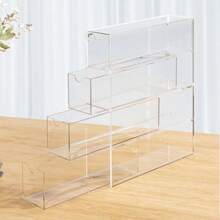 1 pieza Caja de almacenamiento de zapatos para perro de 4 niveles de acrílico, estantería de exhibición - Apilable, impermeable, a prueba de polvo, caja de zapatos ventilada, diseño extraíble transparente, fácil de usar - Ahorro de espacio, ideal para la organización de zapatos para mascotas, artículo imprescindible - transparente - Ver 11