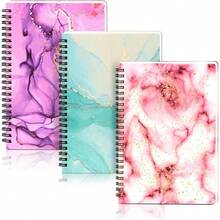 3Pcs MRmol Cuaderno Espiral, 80 GSM Cuaderno de Notas Pasta, Pginas Rayadas Agenda Escolar Cuaderno, Oficina, Horario Personal, Negocios, 160 Pginas Large Pocket Lined Pages, GOLD PINK - Oro rosa - Ver 1