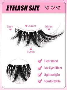 7 Pairs Natural Look Partial False Eyelashes, Transparent Lash Band, Suitable For Daily Use, Create Lightweight Fluffy Cat Eye Makeup, Natural Short Accent Lashes, Outer Corner Lashes, 3/4 Lashes, Reusable - 眼尾拉長款 - 查看 3
