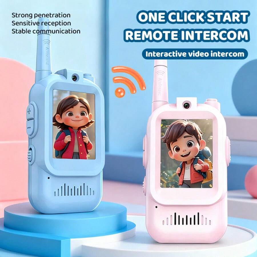 CASRRA Perangkat Interkom Video Mini Baru untuk Anak-Anak. Mainan Simulasi Kehidupan Konferensi Video Isi Ulang, Mainan Edukatif Interaktif. Set ini berisi 2 interkom berwarna merah muda dan biru. Tidak perlu memasukkan kartu, tidak perlu menggunakan data. Jarak transmisi jauh. Baterai 650mAh bawaan. Cocok untuk interaksi orang tua-anak di dalam dan luar ruangan. Hadiah yang sangat bagus, kado liburan. - MultiWarna - View 1